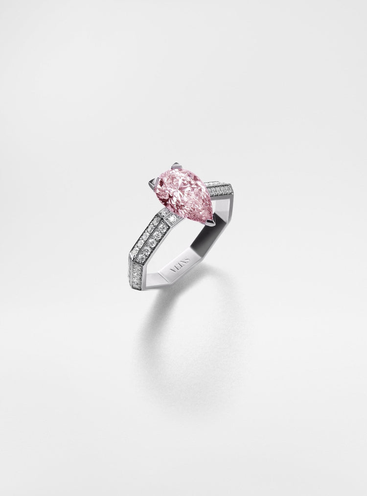 L'Octo Poire Pink Solitaire Diamonds